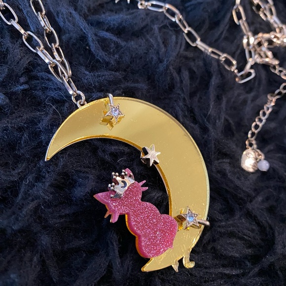 BETSEY JOHNSON Cat Moon Pendant Necklace NEW - Picture 5 of 5